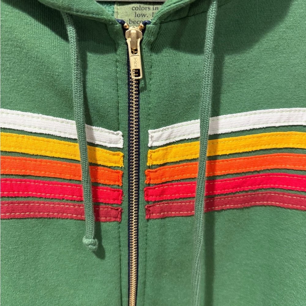 Aviator Nation Green Hoodie with Colorful Stripes